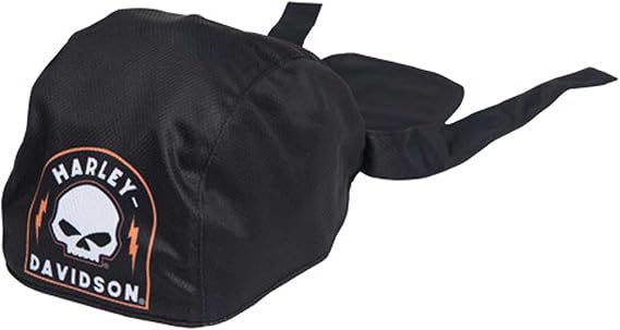 Harley-Davidson Men's Skull Shield Polyester One Size Headwrap - Solid Black