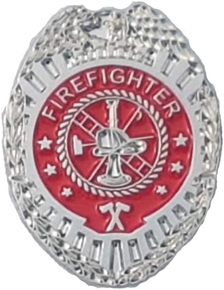 Firefighter Lapel Pin Silver Fireman Shield Fire Dept Insignia - A 82