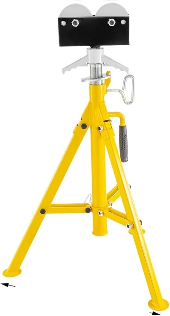 Pipe Holding Stand with Roller Head V-Head 2/4 Ball Transfer Folding Tripod Jack 12in Pipeworking Supporting Clamped Tool(1109)