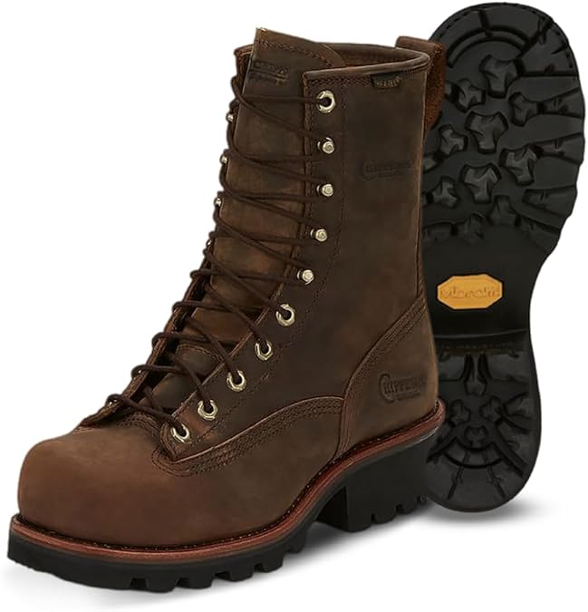 Chippewa Paladin 8" Waterproof Steel Toe Logger Boots for Men