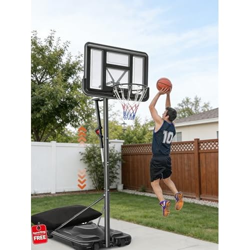 Basketball Hoop Outdoor 10ft Adjustable Portable Basketball Hoops & Goals System for Youth and Adults in BackyardDrivewayIndoor, 48 Inch Shatterproof Backboard