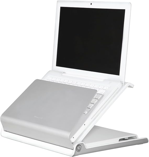 Humanscale L6 Silver Laptop Stand, Ergonomic Notebook Stand for Desk for Good Posture, 360 Swivel Adjustable Laptop Riser, Ideal Laptop Holder for Workstations or Home Offices