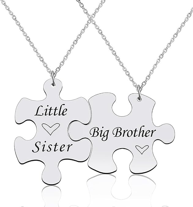 Sisadodo Big Brother Little Sister Necklace for Women Men Little Sister Birthday Gifts from Big Brother Matching Necklaces Gift for Man Christmas Presents for Men Women Sibling Matching Necklace
