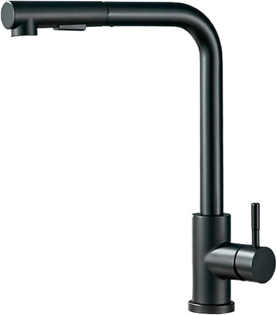 Black Pull Out Kitchen Sink Faucet Flexible 2 Modes Stream & Sprayer Nozzle Faucets Stainless Steel Hot Cold Wate Mixer Tap DeckBlack