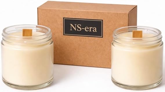 NS-era Paçuli Bergamot Tarçın Kokulu Dekoratif Ahşap Fitil 200 ml Kutulu Hediyelik 2'li Set Kavanoz Mum