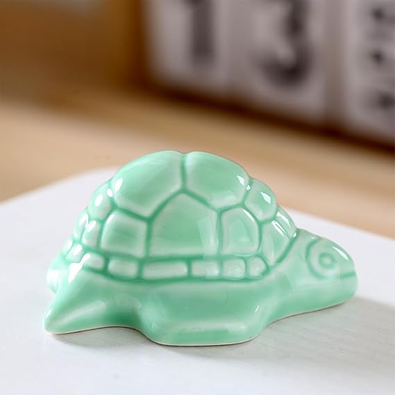 Small Ceramic Sea Turtle Figurine for Aquarium Decor, Penjing Rockery Scenery, Miniature Garden & Coastal Home Accent (Green)