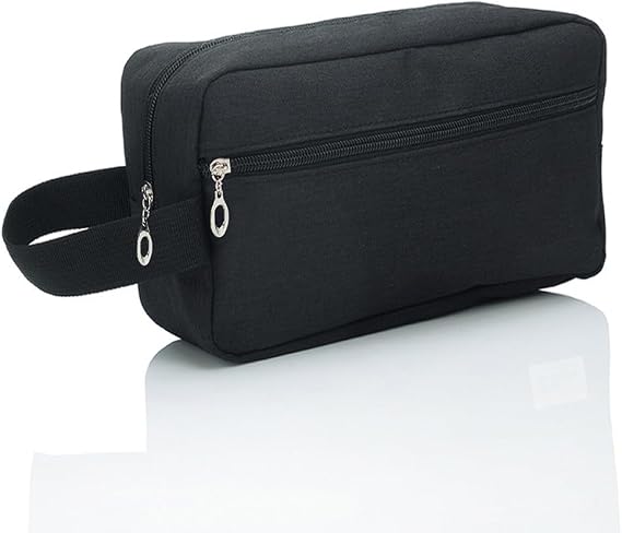 Travel Toiletry Bag for Men Large Portable Wash Bag Water-Resistant Gym Shaving Organiser Tool Bag Shower Bathroom Makeup Bag with Handle Dopp Kit for Travel Essentials Cosmetics Brushes, Black
