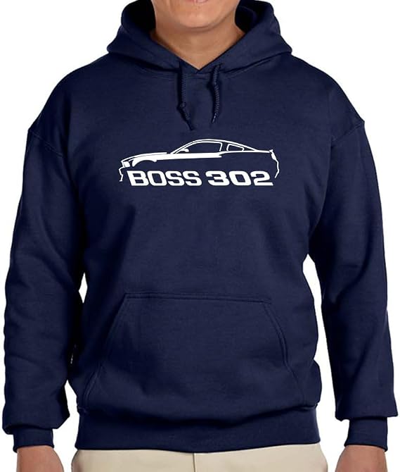 Maddmax Car Art 2012 2013 Ford Boss 302 Mustang Classic Outline Design Hoodie Fleece Sweatshirt