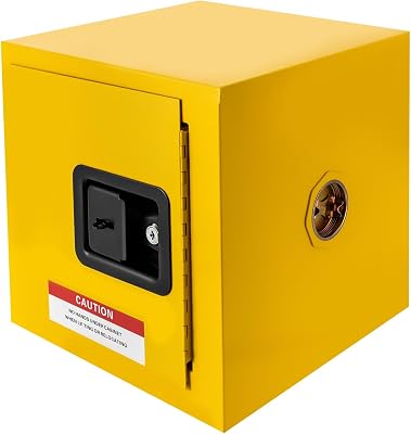 DYRABREST 2-Gallon Flammable Safety Cabinet - Fireproof & Leakproof Storage for Chemicals, Gasoline,Yellow Hazardous Material Cabinet with Manual Doors, Cold-Rolled Steel Construction