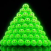 ArtCreativity 36 PCS Glow in The Dark Smile Face Green Bouncy Balls - Bulk Pack of 36, 1 Inch High Bounce Balls for Kids, Christmas Party Favors, Goodie Bag Stuffers for Boys and Girls