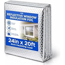 Reflective Window Insulation Foil, Double Side Aluminum Foil Bubble Insulation for Windows, RVs, Garages Door (24in x 10ft)