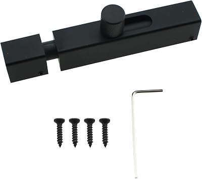 RLECS 75mm3inch Bedroom Door Lock Door Reinforcement Lock Internal Door Slide Lock Aluminium Square Plain Latch Black Slide Bolt Latch Suitable for Bathroom Bedroom Locker and Cabinet