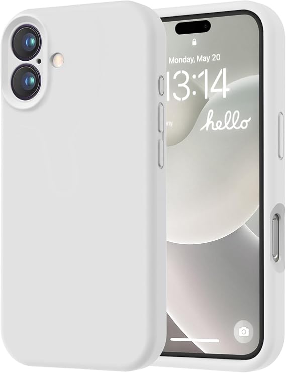 LOVE 3000 Designed for iPhone 16 Case, Premium Silicone with [Soft Anti-Scratch Microfiber Lining] Shockproof Protective Phone Case for Lanyard 6.1", White