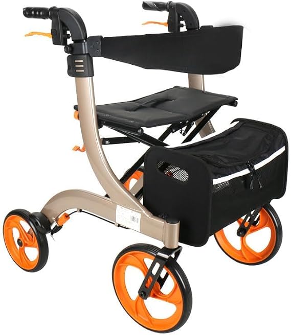 Electric Wheelchair & Power Folding Rollator Walker with Dual Brakes, Adjustable Height, Seat & Storage Bag, Mobility Aid for Seniors & Adults, Indoor Outdoor Use A