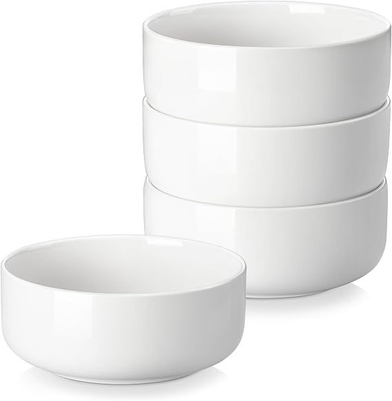 MALACASA 24 OZ Ceramic Bowls Set of 4, White Bowls for Soup Oatmeal