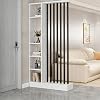 Room Divider with Storage Shelves, Freestanding Privacy Screen, 16mm Thick E0 Board & Steel Frame Partition for Home, Office, Living Room(White+Black,100x24x202cm/39.4x9.4x79.5in)