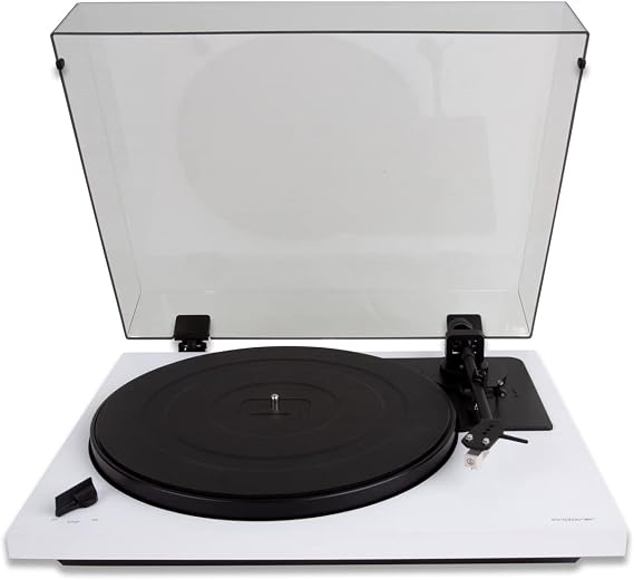 Andover Audio - SpinDeck 2 Turntable for Vinyl Record Playback 33/45 Electronic Speed Control Semi-Automatic Auto Return AT3600 Cartridge White