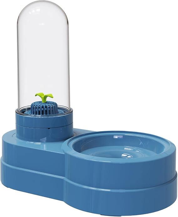 Pet Water Dispenser Station, 580ml Pet Water Feeder Automatic Water Drinking Fountain Bottle with Filter for Small Dog Puppy Cat Rabbit Small Animal (Blue)
