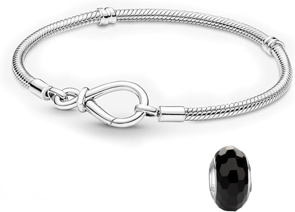 LNQOBU 925 Sterling Silver Snake Chain Bracelet,Butterfly Bracelets,Heart Shape Bracelet Clasp for Womes Jewellery Gift