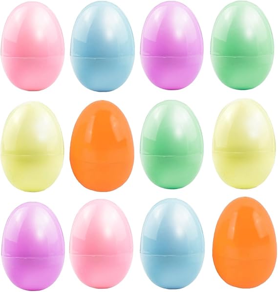 12 Pcs Macaron Plastic Easter Eggs, 2.36" Fillable Surprise Egg for Easter Egg Hunt, Basket Stuffers