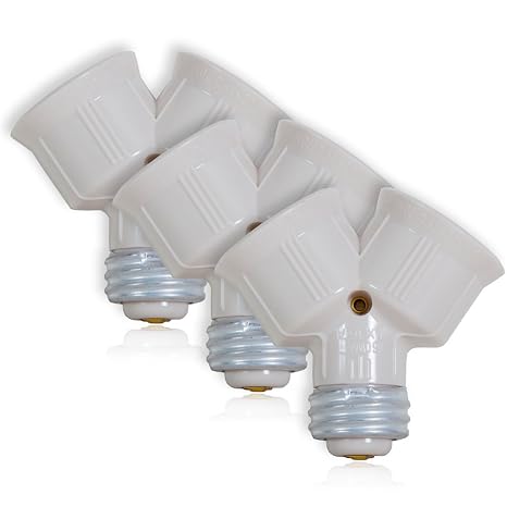Maxxima Light Bulb Socket Splitter, 1-into-2 Converter, Up to 660W, 3 Pack