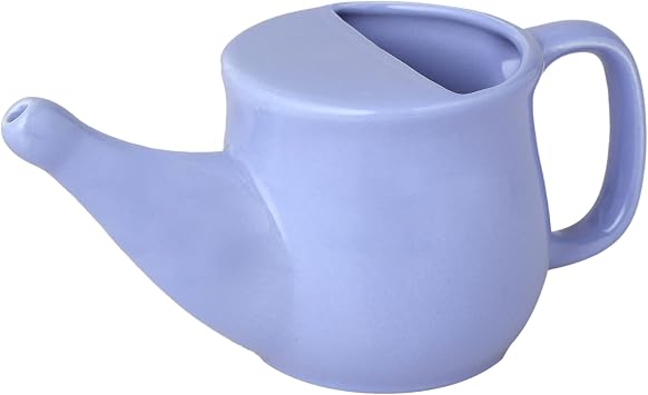 HealthGoodsIn Ceramic Neti Pot, Spill Proof with 5 Sachet Neti Salt, Microwave Safe, Holds 250 ML (8.4 FL Oz) (Light Voilet)