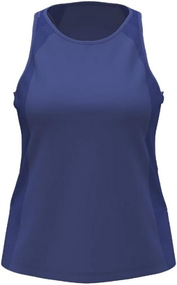 Performance Moisture-Wicking Reflective Logo Workout Fitness Solid Athletic Wear Tank Top (Peri Pop - L)