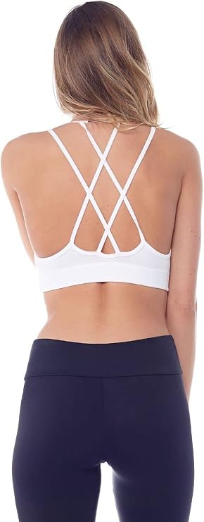 Hard Tail Double Cross Sports Yoga Bra Womens White - Medium