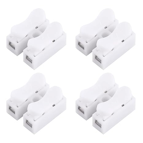 100pcs 10A 220V 2 Pin Push Quick Wire Cable Connector Spring Clamp Terminal White Wiring Terminal Fast Wire Connection Operation