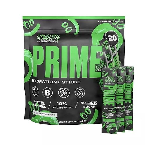 Prime Hydration Electrolyte Powder Mix Sticks Glowberry - 20 Pack, 6.20 Ounce Pack of 1