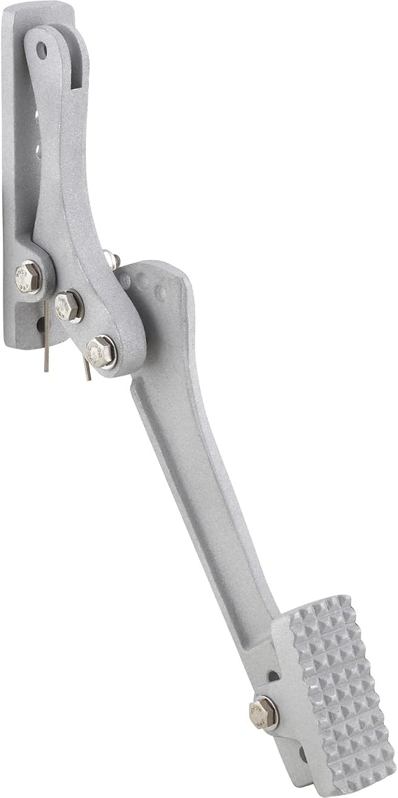 Speedway Motors Universal Cast Aluminum Accelerator Pedal, Adjustable Mount Holes, Non-Slip Diamond Pattern Pedal Pad, 4 Mount Holes, Includes Cable Clamp Sleeve
