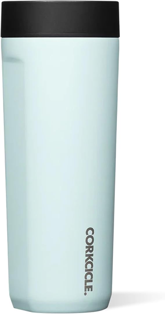 Corkcicle Commuter Cup - Leakproof, Triple Insulated Stainless Steel Travel Mug with Ceramic Coated Interior - Gloss Powder Blue, 485ml/17oz