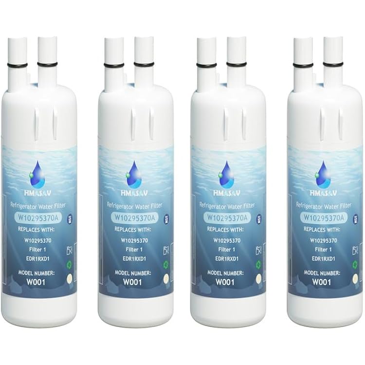 W10295370A water filter replacement, Compatible with Whirlpool EDR1RXD1, Everydrop Filter 1, EDR1RXD1B, W10295370, WHR1RXD1, KAD1RXD1, P4RFKB2, P8RFWB2L, 46-9930,46-9081 4PACK