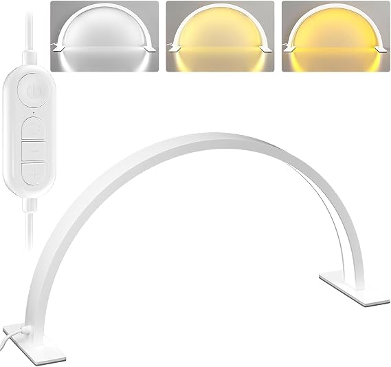Half Moon Nail Desk Lamp, 21.65 Inch Foldable Nail Light for Desk with Stepless Brightness, 3000-6500K, Nail Table Lamp for Manicure Lash Extension Tattoo Eyebrows [Energy Class A]