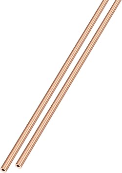 METALLIXITY Copper Tube (2mm OD x 0.25mm Wall T x 300mm L) 2Pcs, Straight Tubing - for Home Furnishing, Machinery, DIY Handicraft