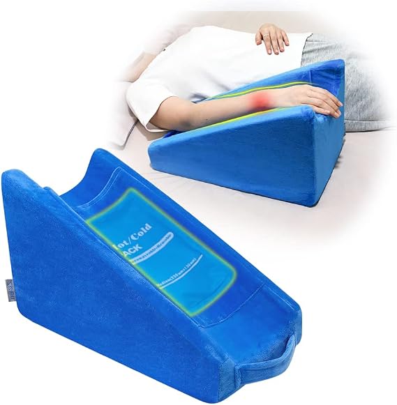 Arm Elevation Pillow Wedge for Elevating Arm After Surgery Pillow Arm Support Broken Wrist Pillow Elbow for Sleeping Elevated Arm Contoured Support Pillow for Broken Arm Rest with Gel Pack
