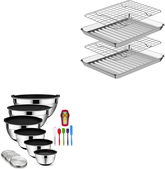 Rottay Eighth Sheet Pan Set + Mixing Bowls Set Black