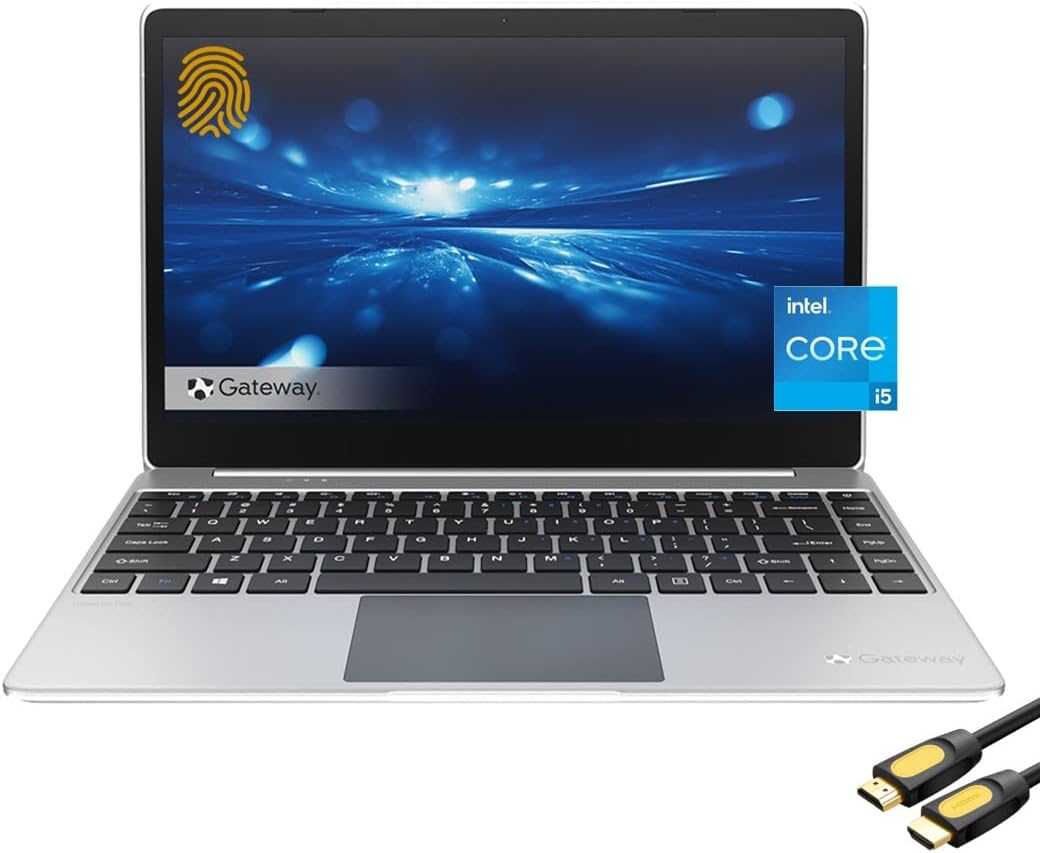 Gateway 14" FHD Ultra Slim Laptop, 11th Gen Intel 4-Core i5-1135G7, Intel Iris Xe Graphics, 16GB RAM, 512GB SSD, Tuned by THX, USB-C, HDMI, WiFi, FP Reader, Webcam, SPS HDMI Cable, Win 10