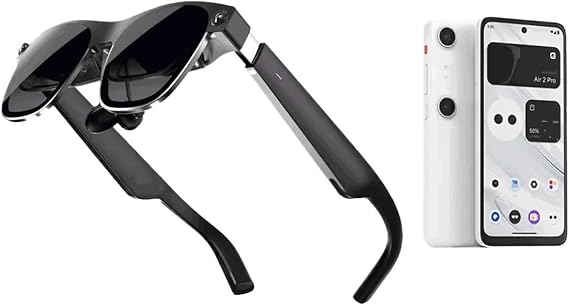 Smart AR Glasses 6 DoF 52 Fov 4K 3D HD 385'' Space Giant Screen Private Cinema Portable 1080p View Compatible for XREAL Air 2 Ultra(with Beam Pro 256G)