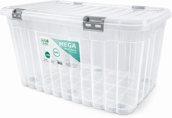 BH | Plastic Storage Box with Lids and Wheels | Extra LARGE Size |120L (L:81.5cm W:55cm H:44cm)| 1-PACK |Stackable Clear Durable Multipurpose Office Toys Home Tools Crafts Household - by Best House