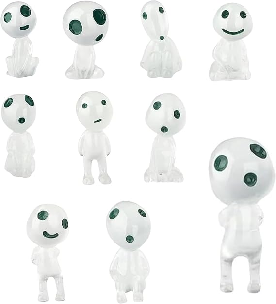 Princess Mononoke Elves, 20 Pcs Mini Resin Forest Tree Ghost Spirit Tree Elves Statue for Micro Landscape Succulents Pot Decor, Green