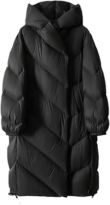 Womens White Duck Down Down Jacket Long Warm Casual Jacket Womens Hooded Parka