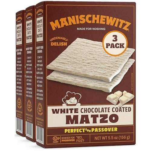 Manischewitz White Chocolate Coated Egg Matzo, 8oz 3 Pack Dairy Free | Fun Matzo | Great for Kids and Adults!