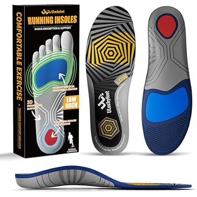 Running Insoles for Men Women & Plantar Fasciitis Relief Shoe Insoles, Extra Shock Absorption Boosts Sports Performance & Arch Support Inserts for Reduce Fatigue -Low Arch Running Shoe Inserts-C
