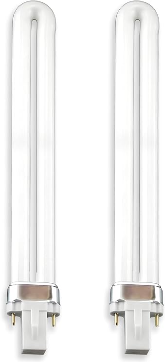 2PCS Fluorescent Light Tubes,9W G23 2-Pin Compact Fluorescent Lamp,2Pin Brightening White Stick Fluorescent Light Bulb,6400K 900LM,AC 220 U-Shaped Energy Saving CFL Light Tube,for Desk Lamp,Bedroom