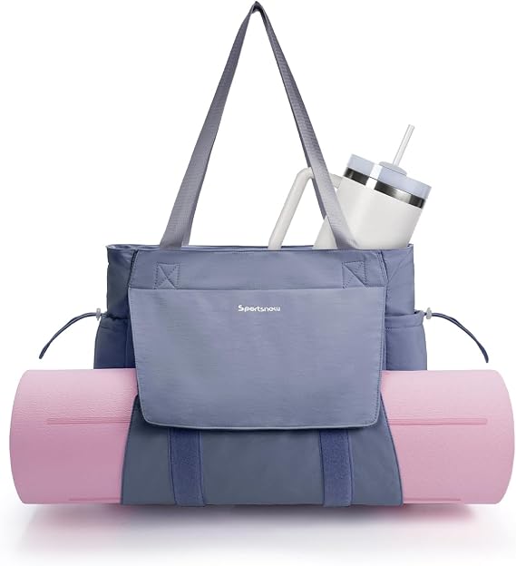 sportsnew Yoga Bag Women's Large Waterproof Yoga Tote Bag with Wet Compartment & Fastening Quick Access Yoga Mat