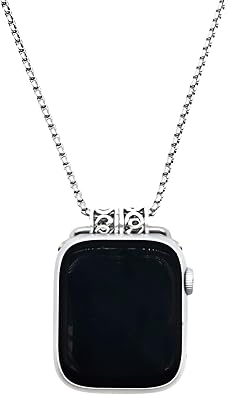 Adapter Pendant Necklace Compatible with Apple Watch - Silver Necklace Lanyard Chain Connector for iWatch Series 8/7/6/5/4/3/2/1/SE for Women Men