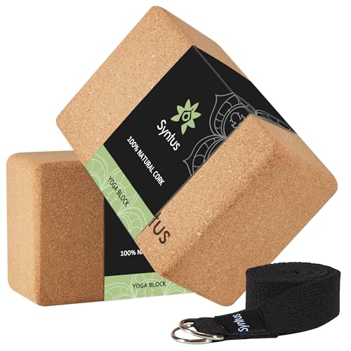 Syntus Yoga Block and Yoga Strap Set, 2 Soft Non-Slip Yoga Blocks 964 inches, 8FT Metal D-Ring Strap for Yoga, General Fitness, Pilates, Stretching and Toning