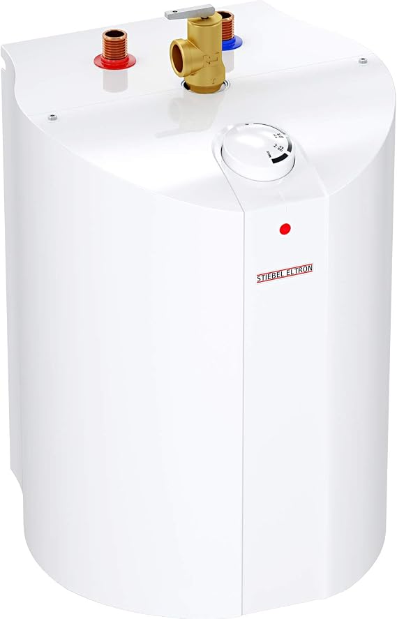Stiebel Eltron SHC 4 Mini-Tank Electric Water Heater, 4 Gallon, 1300W, 120V | Made in Germany; Plugs into 120V outlet; Flat back & bottom for easy installation; 1/2" NPT brass plumbing connections