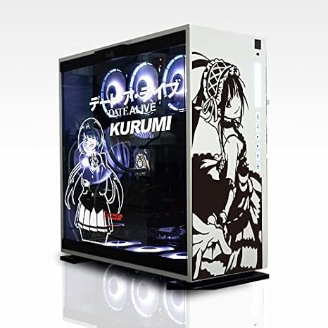 Kurumi Anime Stickers for PC Case,Japanese Cartoon Decor Decal for ATX Computer Skin,Waterproof Graffiti Decorative,Easy Removable Hollow Out Sticker (Black and White)